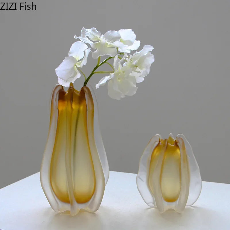 DecorBites™ Carambola Glass Vase: Stylish Floral Table Decoration & Room Accent