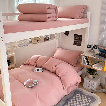 DecorBites™ Buttoned Washed Cotton Bedding Set: Soft & Breathable Quilt Cover for Home or Dorm