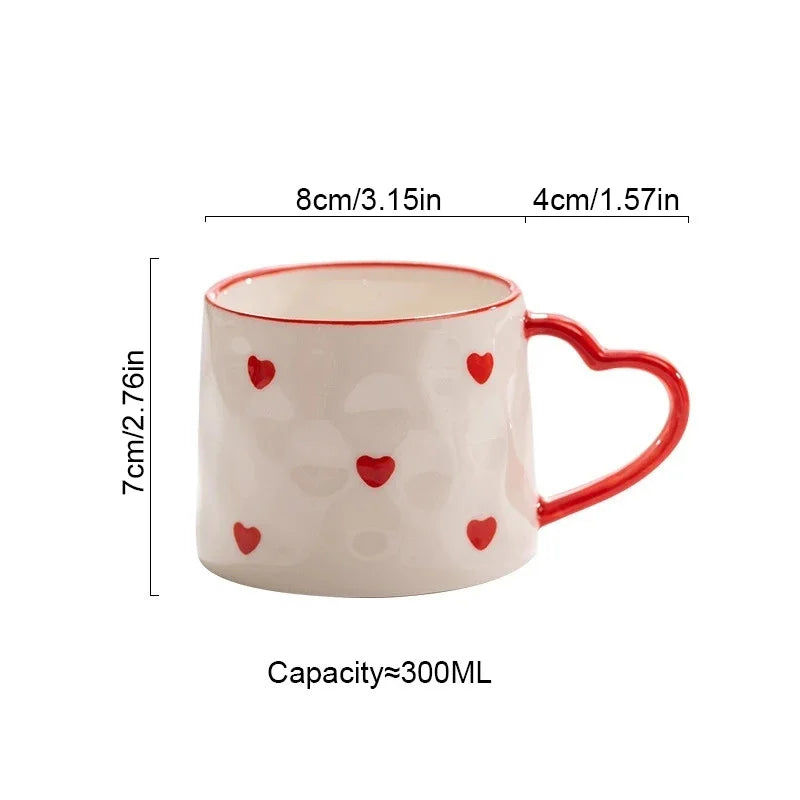 Taza de cerámica con forma de corazón DecorBites™: Taza de café pintada a mano, ideal como regalo de San Valentín.