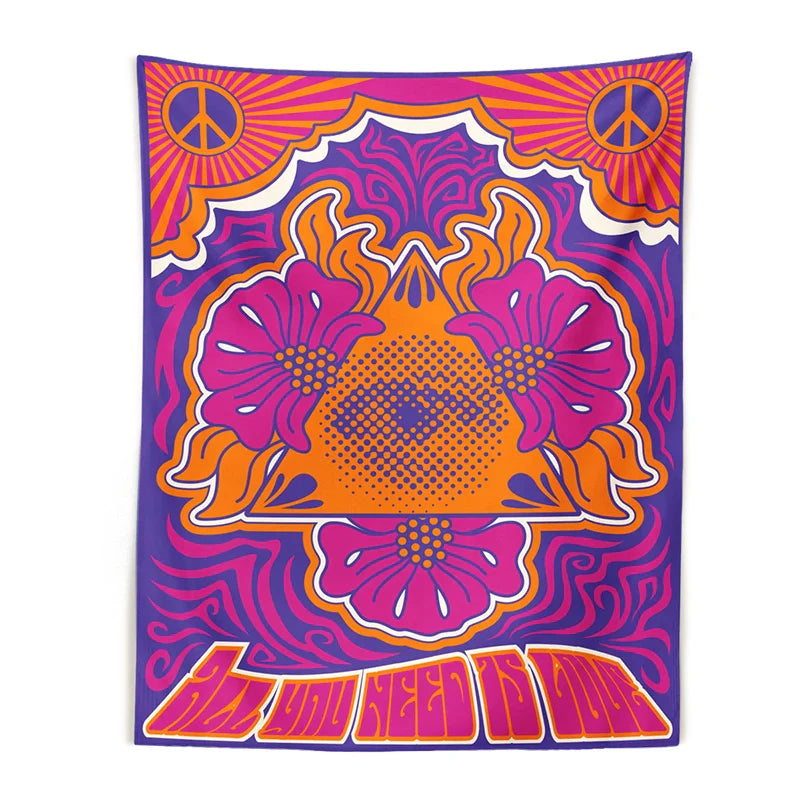 Decobites Psychedelic Peace Symbol Tapestry Wall Hanging Home Decor