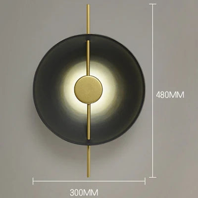 Decorbites™ Luz de Pared LED Círculo Dorado 10W, Aplique Postmoderno Negro para Vestíbulo, Cabezal de Cama, Hotel, Pasillo