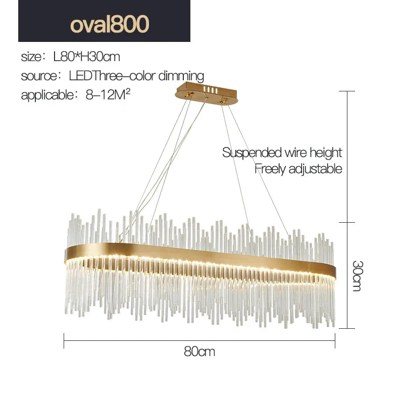 DecorBites™ Crystal Rod Round Chandelier: Modern Nordic Light for Living Room, Bedroom, Dining Room, Kitchen