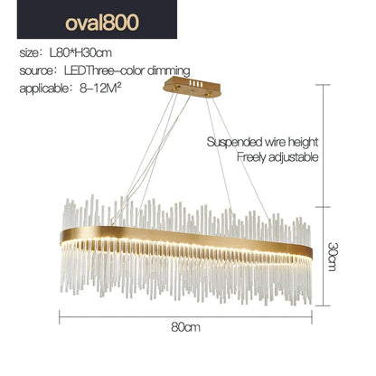 DecorBites™ Crystal Rod Round Chandelier: Modern Nordic Light for Living Room, Bedroom, Dining Room, Kitchen