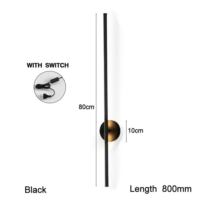 Apliques de pared LED DecorBites™ con rotación de 360° para fondo de sofá, color negro.