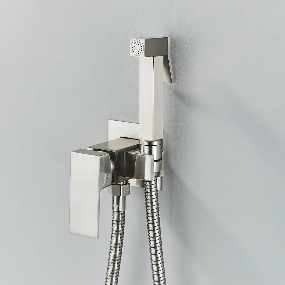 DecorBites™ Brass Bidet Faucet Mixer with Square Shower Spray