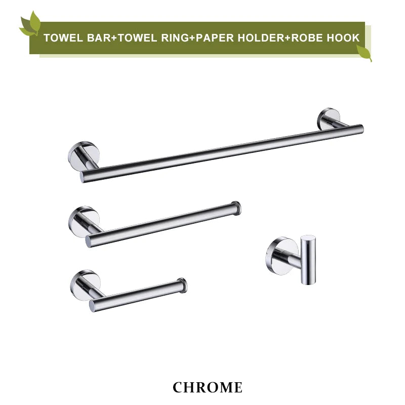 DecorBites™ Brushed Gold Bathroom Accessories Set Hand Towel Bar Rack Toilet Paper Holder