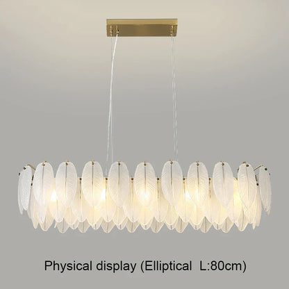 DecorBites™ Gold Feather Chandelier LED Pendant Light for Home Decor