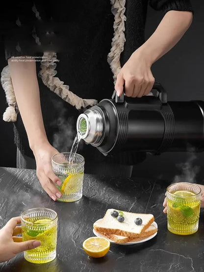 Hervidor térmico DecorBites™ de 2000 ml con revestimiento de vidrio y asa plegable