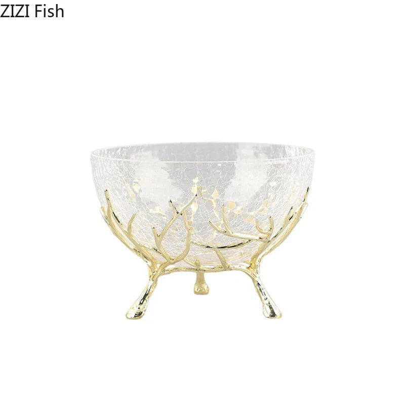 DecorBites™ Golden Branches Glass Bowl Set for Home Kitchen Desserts and Snacks