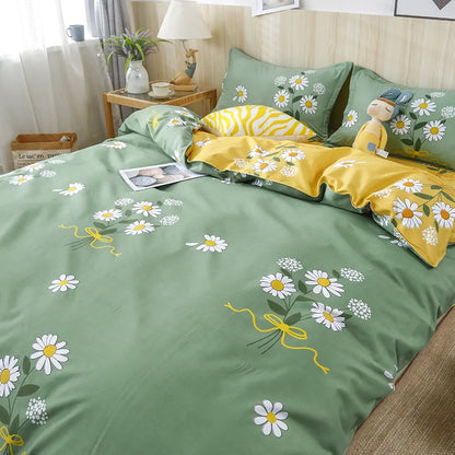 Decobites Lattice Plant Geometric Pattern Bedding Set with Sheet Pillows