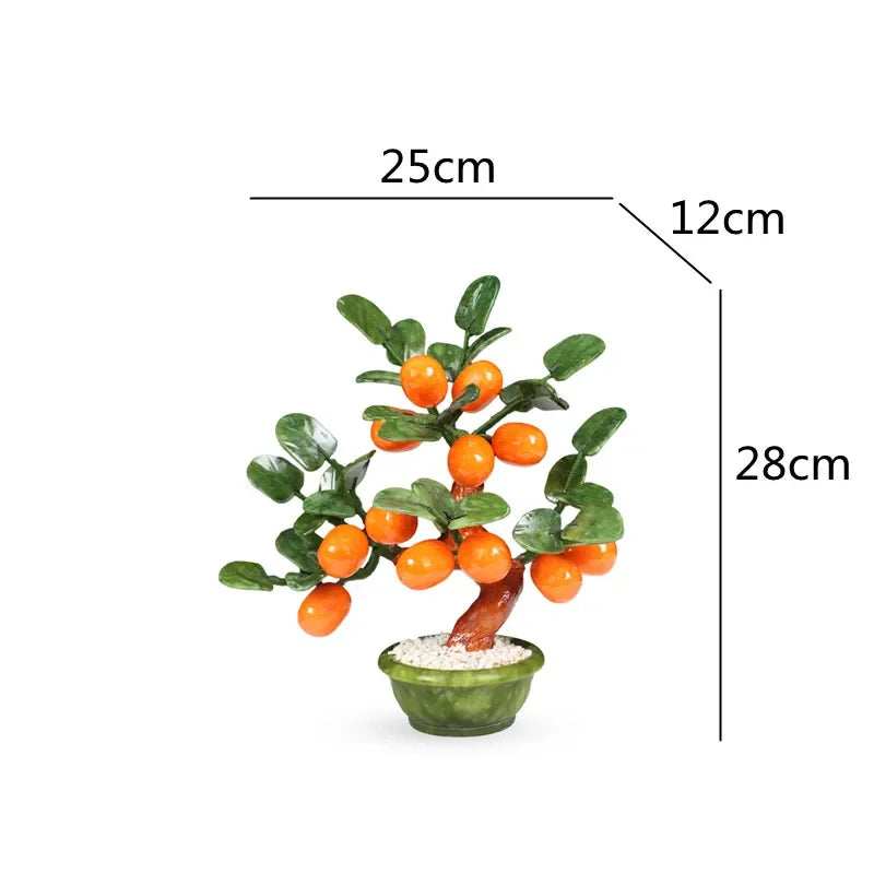 Decorbites™ Árbol Bonsái de Mandarina Kumquat Jade: Ornamentos Decorativos Chinos Hechos a Mano