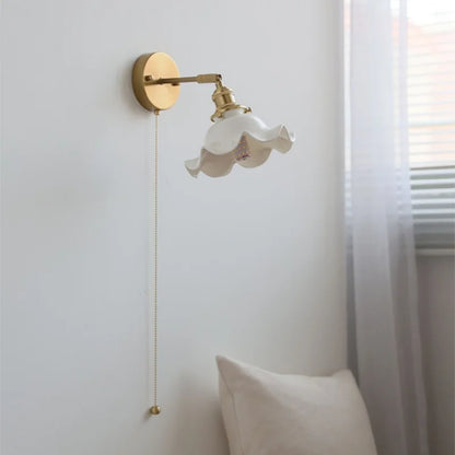 DecorBites™ Ceramic LED Wall Lights | Pull Chain Switch | Bedroom Mirror Fixture