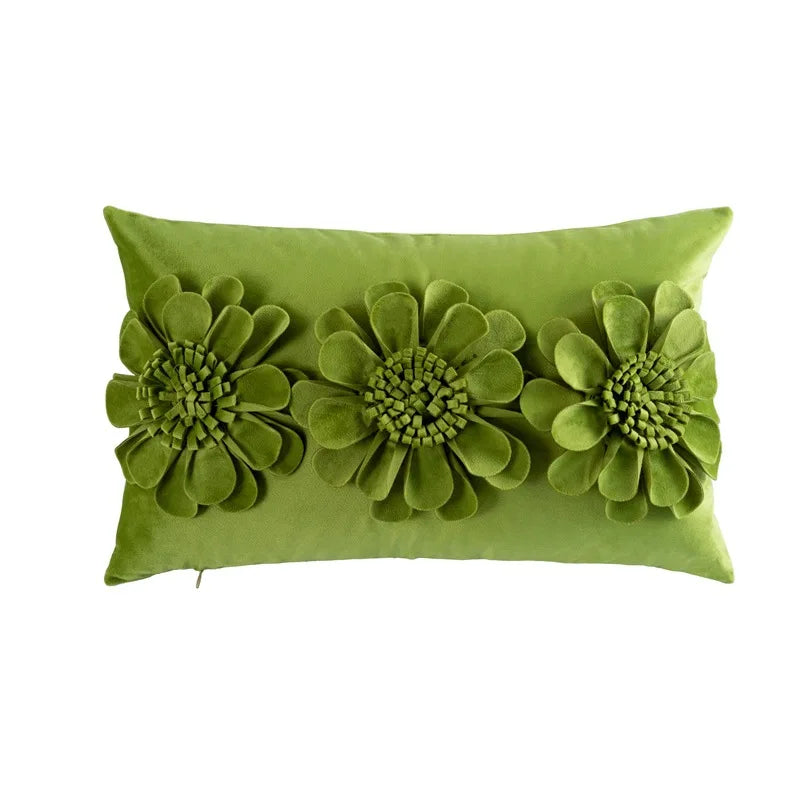 DecorBites™ Green Flower Car Sofa Cushion Pillowcase Home Decoration Square Pillow