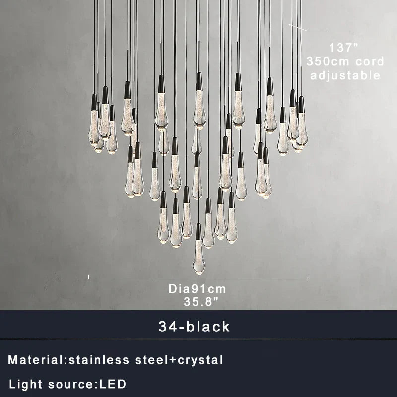 DecorBites™ Crystal Water-drop Ceiling Chandelier, Elegant Dining Room Décor.