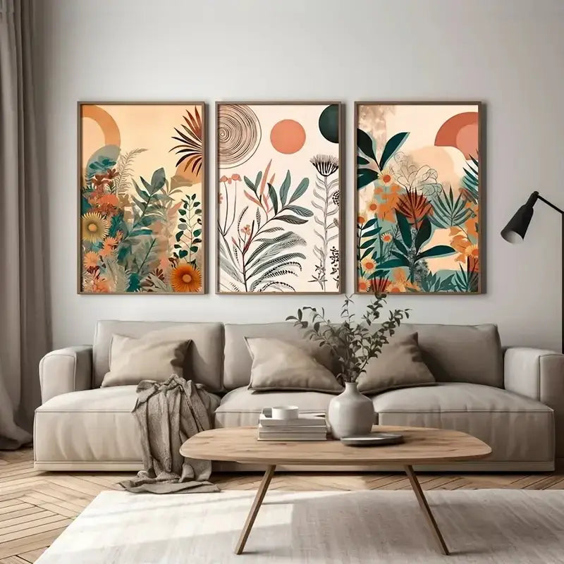 DecorBites™ Boho Floral Modern Canvas Art Set