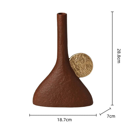 DecorBites™ Jarrón de cerámica con forma de triángulo geométrico para arreglos florales, decoración artística para el hogar