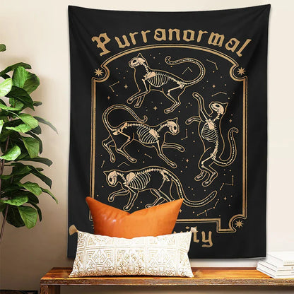 Decobites Mysterious Cat Skull Tarot Baphomet Occult Witch Cat Tapestry Wall Hanging