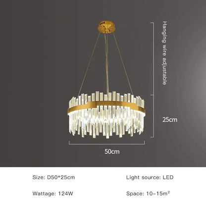 DecorBites™ Full Spectrum Gold Crystal Chandelier: Modern Luxury for Living Room, Bedroom, Dining Room