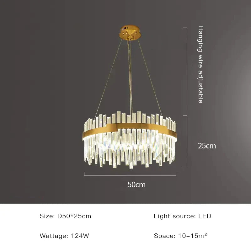 DecorBites™ Gold Full Spectrum Crystal Chandelier for Living, Dining & Bedroom