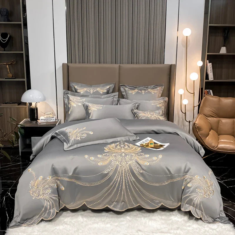 Gold Feather Cotton Bedding