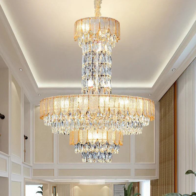DecorBites™ Crystal Chandelier: Postmodern Multi-layer Luxury for Living Room, Hotel Lobby, and Villa