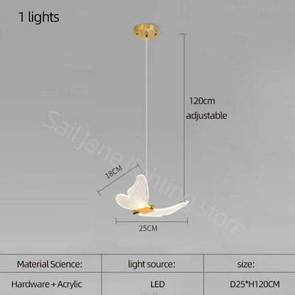 DecorBites™ Golden Butterfly LED Chandelier: Modern Nordic Stylish Interior Lighting for Living Room, Bedroom & Kitchen.