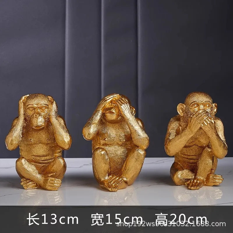 DecorBites™ Golden Monkey Sculpture: Artisanal Baboon Decorative Figurine for Home Decor