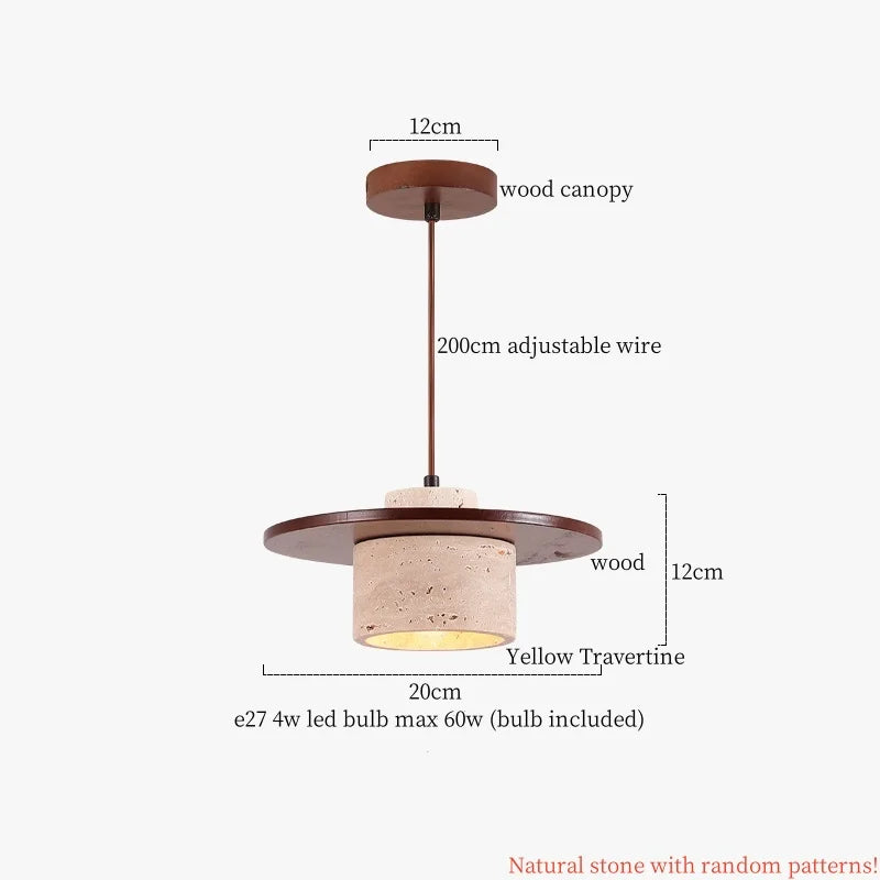 Copper Vintage Pendant Light Travertine Stone