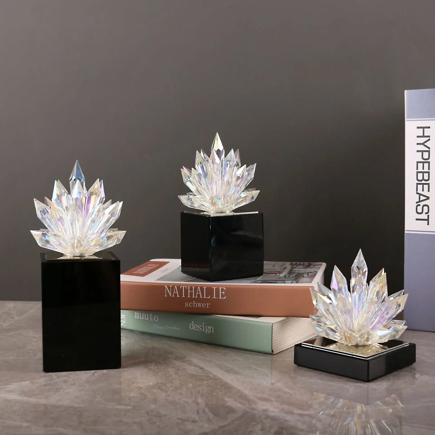 DecorBites™ Crystal Lotus Tabletop Decoration with Black Base