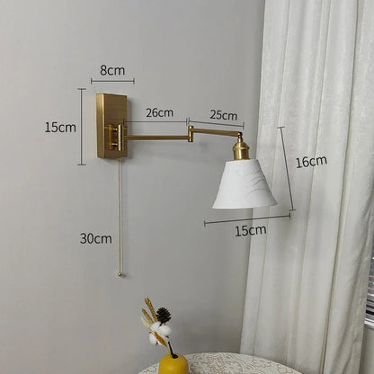DecorBites™ Brass Swing Arm Wall Sconce Creamic Wall Lights
