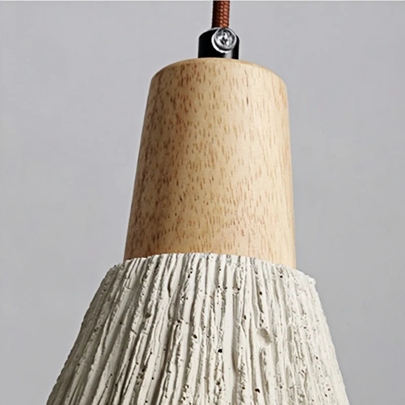 DecorBites™ LED Wall Light Fixture Cement Wood Base Bedside Lamp