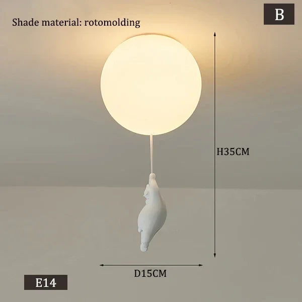 Polar Bear Resin Pendant Light for Kids Spaces