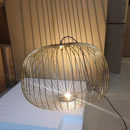 DecorBites™ Gold Cage LED Pendant Lamp Spokes Chandelier