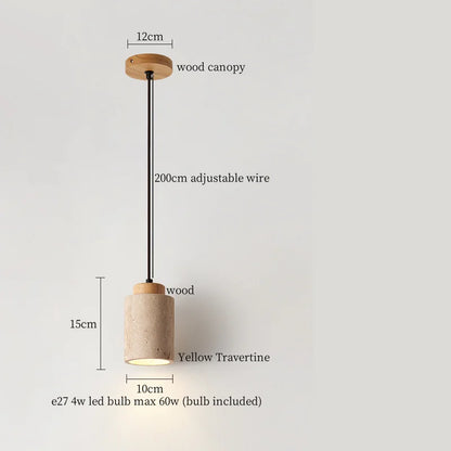 DecorBites™ LED Hanging Lamps Yellow Travertine Pendant Lighting for Bedroom Living Dining Room