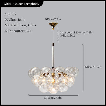 DecorBites™ Glass Balls Ceiling Pendant Lights Minimalist Living Room Chandelier Shop Bar Decor