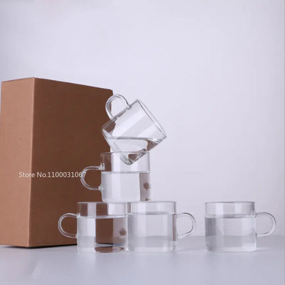 DecorBites™ 2PC 120ml Glass Handle Coffee Cup Tea Mug Set for Milk Beer Juice