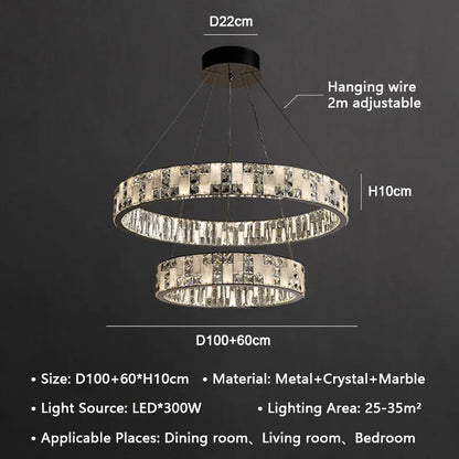 DecorBites™ Crystal Lustre Circle Chandelier LED Lights - Modern Luxury Minimalism décor