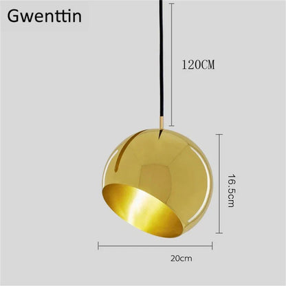 DecorBites™ Gold Ball Pendant Light: Nordic Modern LED Hanging Lamp for Home Decor