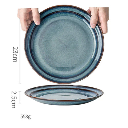 طبق عشاء من السيراميك الأزرق الجميل من DecorBites™