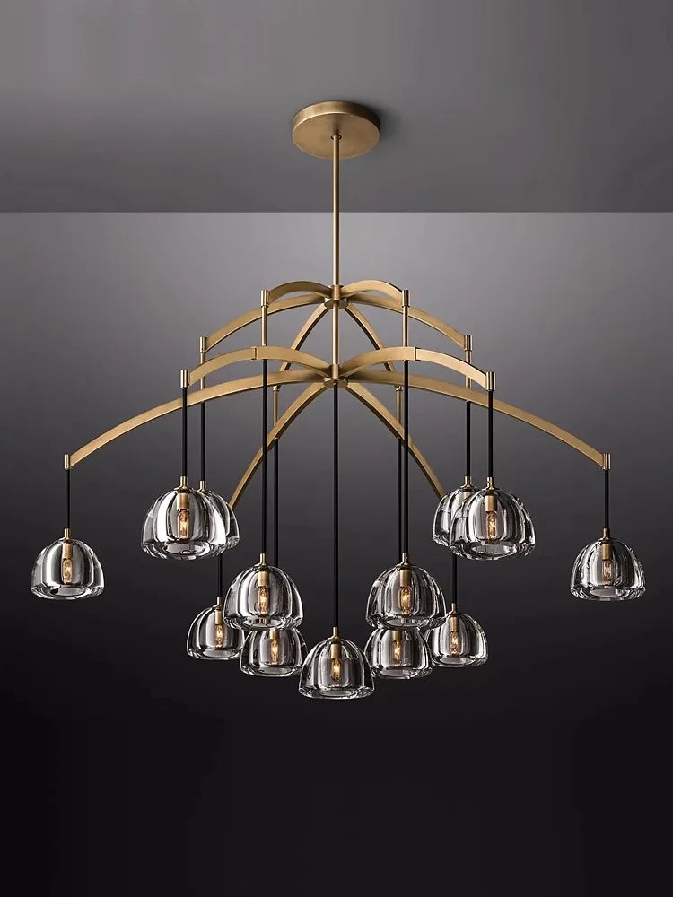 DecorBites™ Black Brass American Series Crystal Copper LED Chandelier for Dinning Room