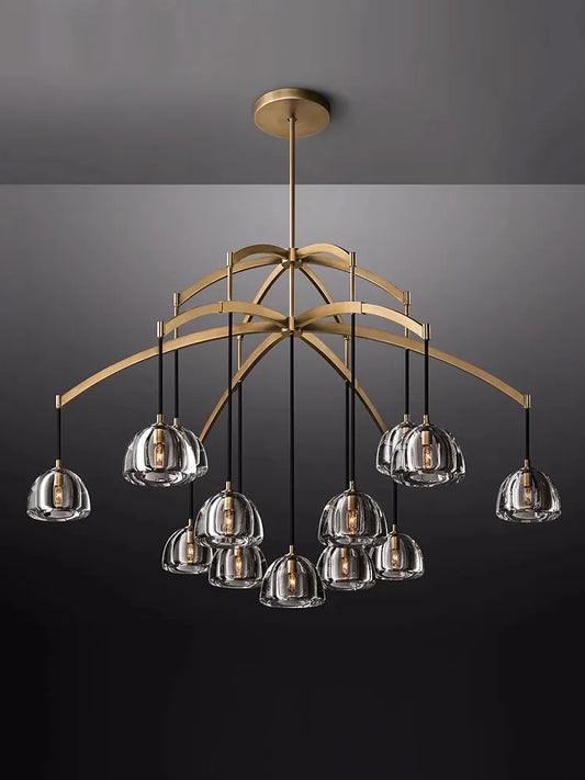DecorBites™ American Copper Crystal Chandelier: E14 LED Vintage Ceiling Lighting for Living Room