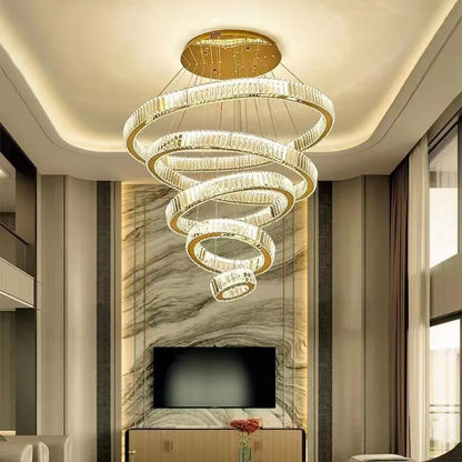 DecorBites™ Crystal Chandelier: Modern Luxury Golden Lighting for Villa, Duplex Hall