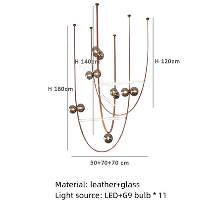 DecorBites™ Leather Chandeliers 2023 LED Minimalist Home Decor Lighting for Living Room