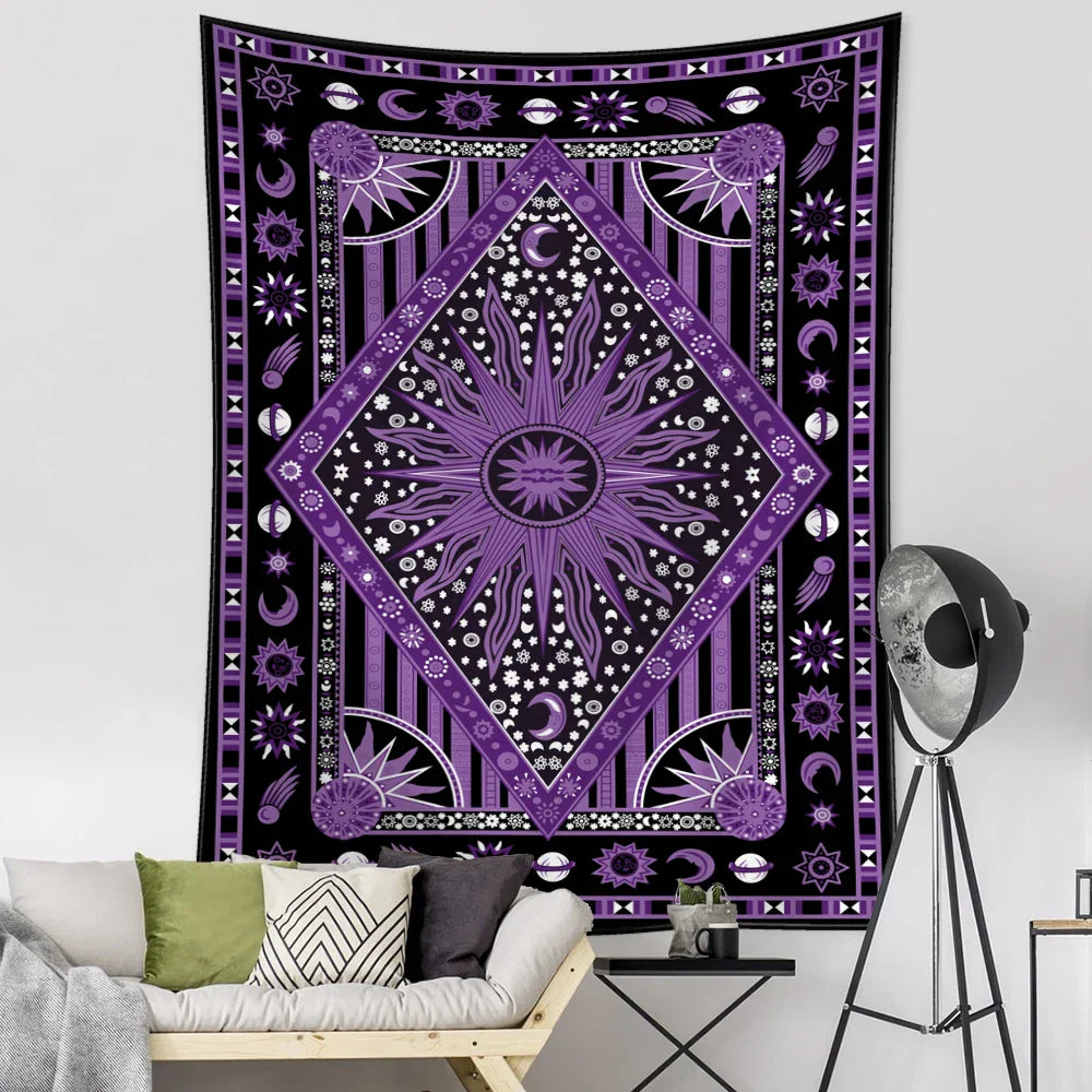 Decobites Psychedelic Sun Planet Tarot Tapestry for Home Decor