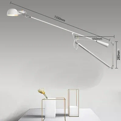 DecorBites™ Dimmable LED Wall Lamp, Rotating Long Pole, Swinging Black and White Industrial Design