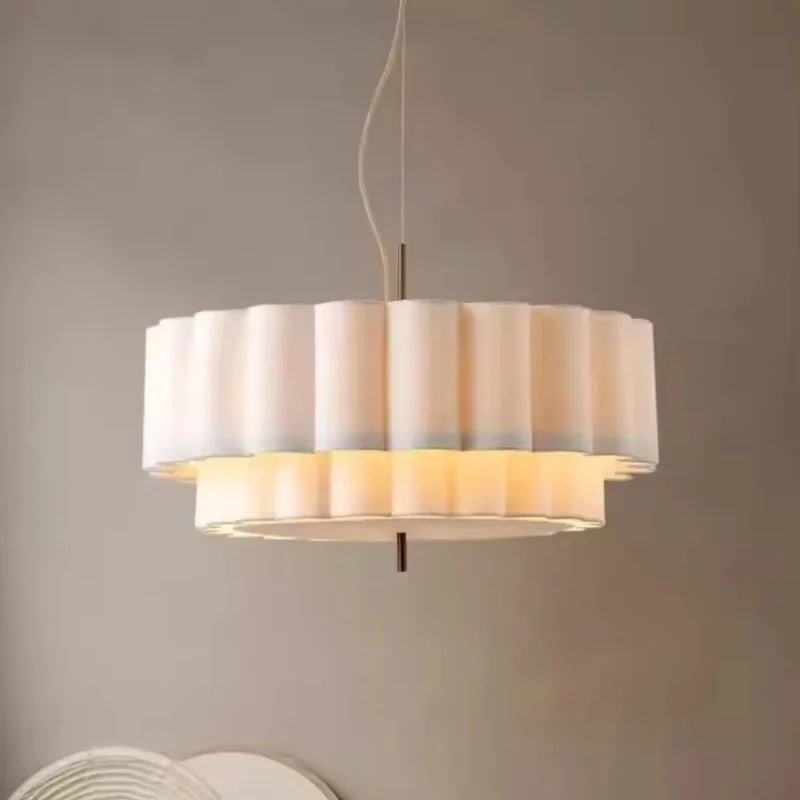 Wabi-Sabi White Fabric Pendant Light