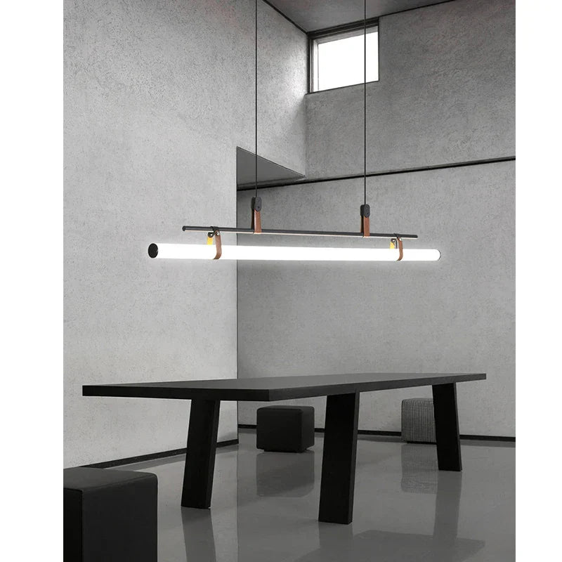 DecorBites™ Glass Belt Chandelier: Modern Indoor Restaurant & Office LED Light
