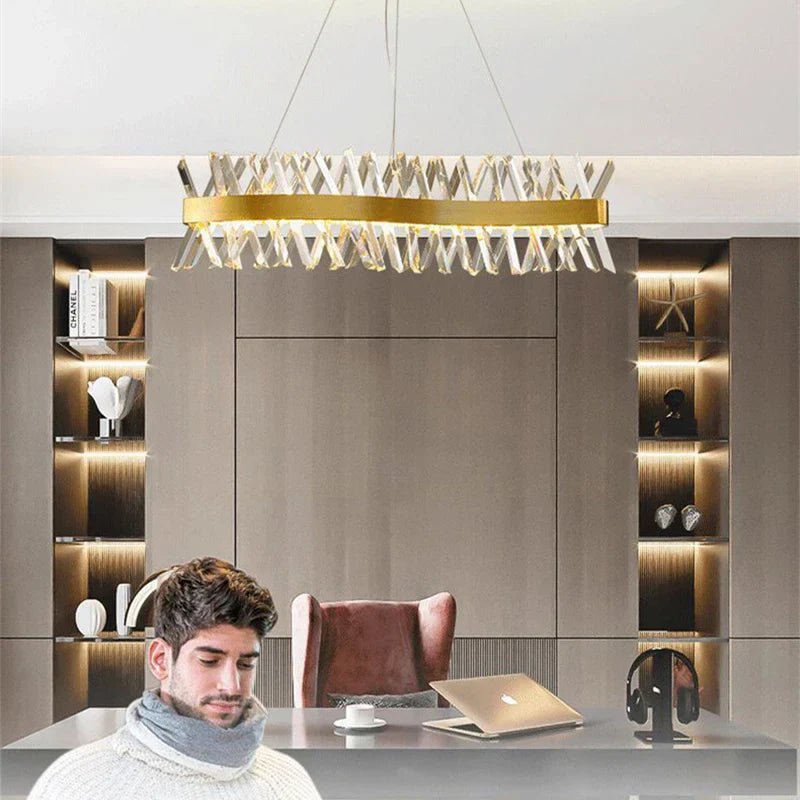 DecorBites™ Gold Metal S Shape Lustre LED Pendant Lamp for Luxe Living & Dining Spaces