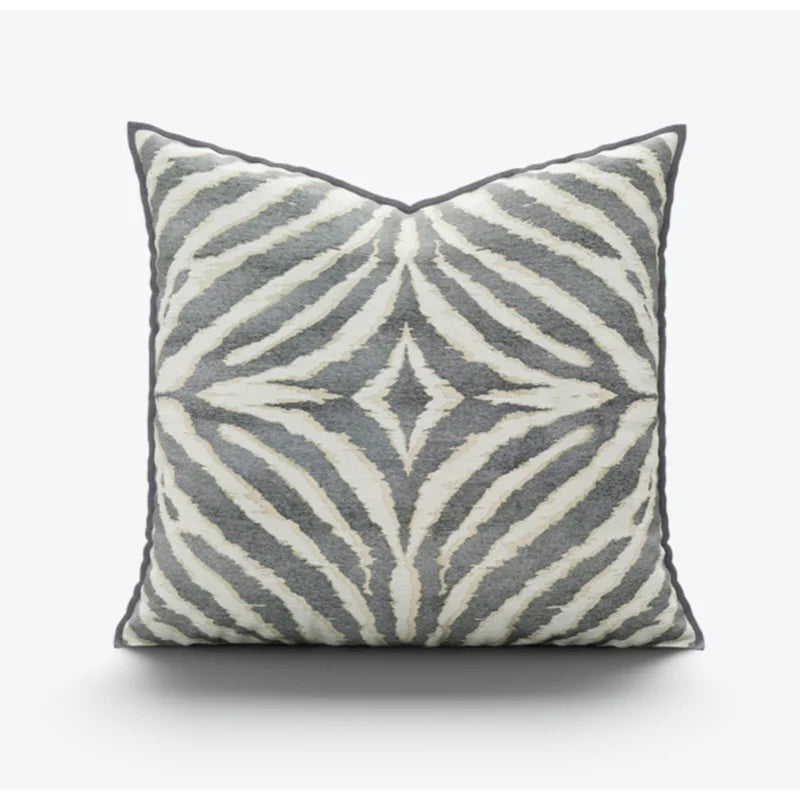 Funda de cojín DecorBites™ con estampado de cebra dorado en jacquard - Decoración moderna de lujo