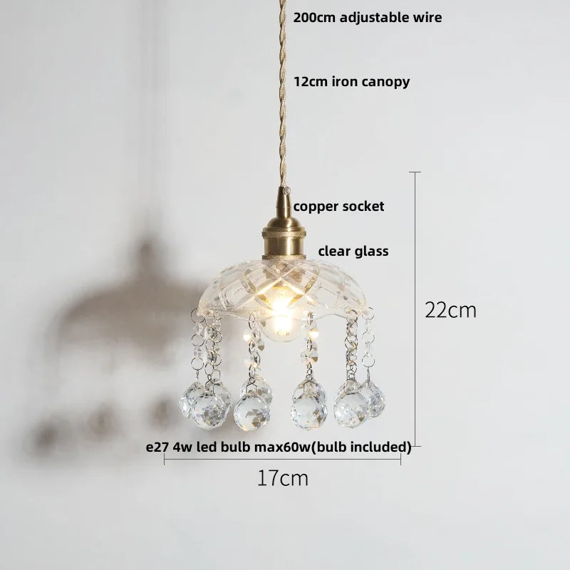 DecorBites™ Clear Glass Copper LED Pendant Lamp for Home Decor and Lighting